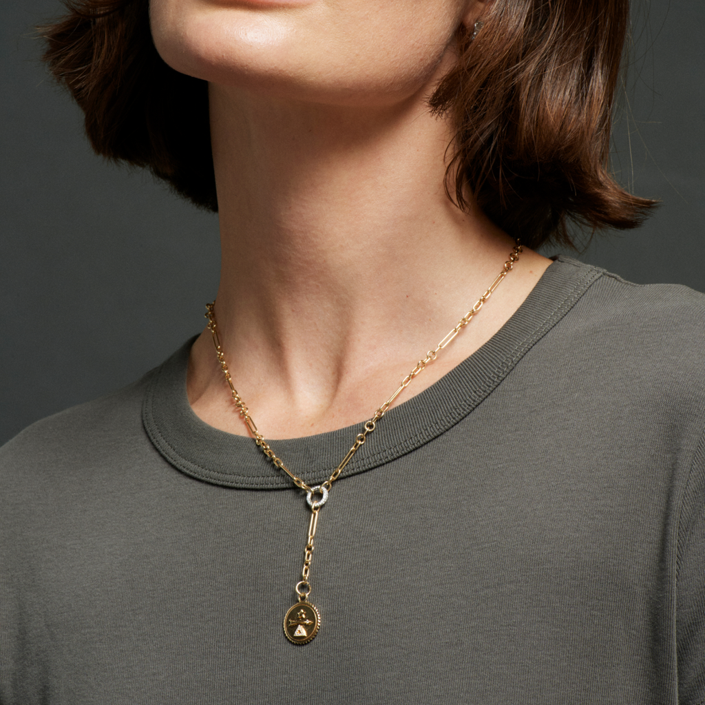 Dream Fine Mixed Clip Extension Necklace : in Yellow Gold with Diamonds view 2