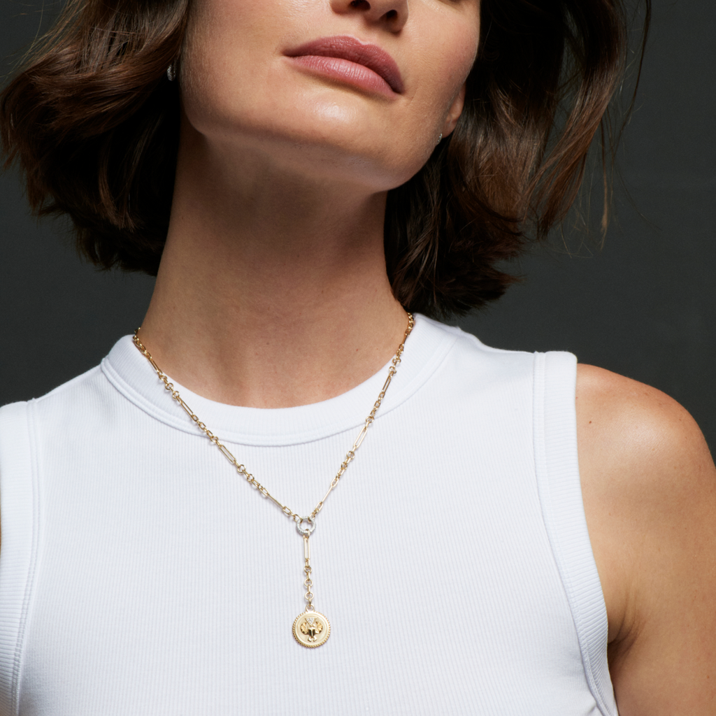 Protection Fine Mixed Clip Extension Necklace : in Yellow Gold with Diamonds view 2