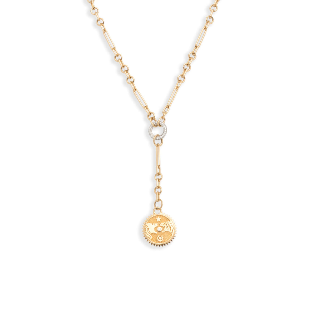 18K Yellow Gold Strength | Solar & Lunar Fine Mixed Clip Extension Necklace | Diamond, Yellow Gold – FoundRae view 4