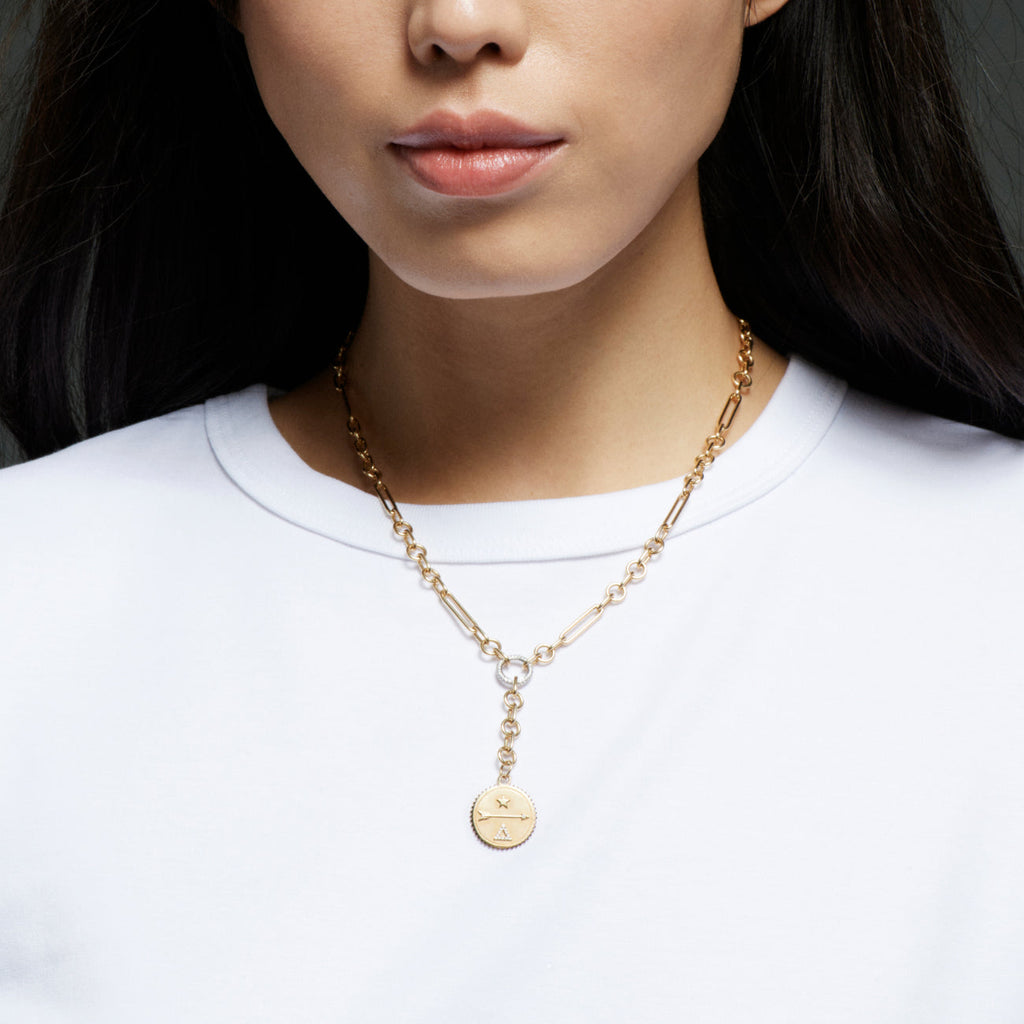 Dream Small Mixed Clip Extension Necklace : in Yellow Gold with Diamonds view 2