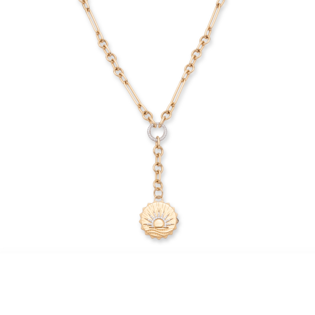 18K Yellow Gold New Beginnings Small Mixed Clip Extension Necklace : in Yellow Gold with Diamonds – FoundRae view 4