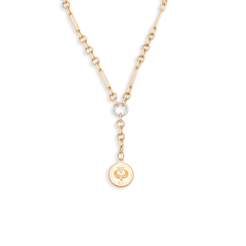 18K Yellow Gold Protection | Small Mixed Clip Extension Necklace | Diamonds, Yellow Gold – FoundRae view 3