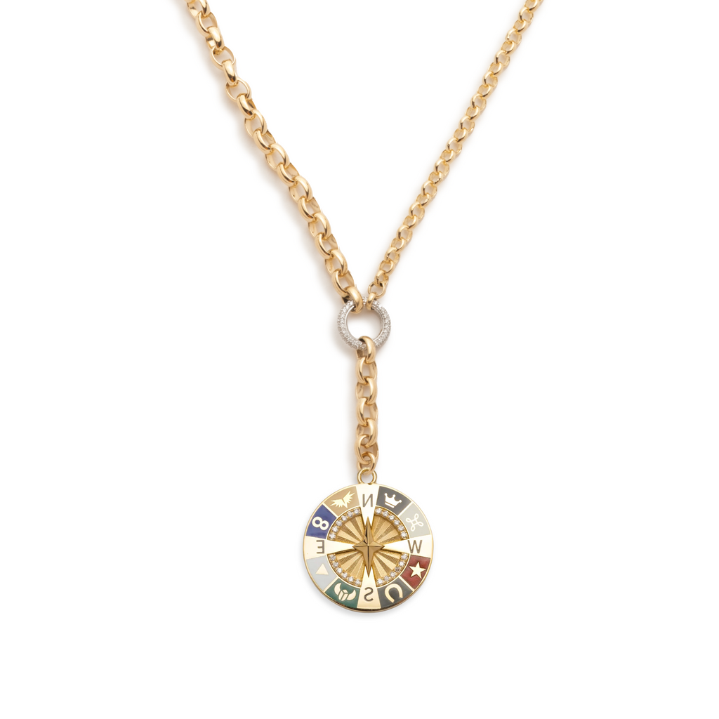 Internal Compass : Champleve Mixed Belcher Extension Chain Necklace view 1