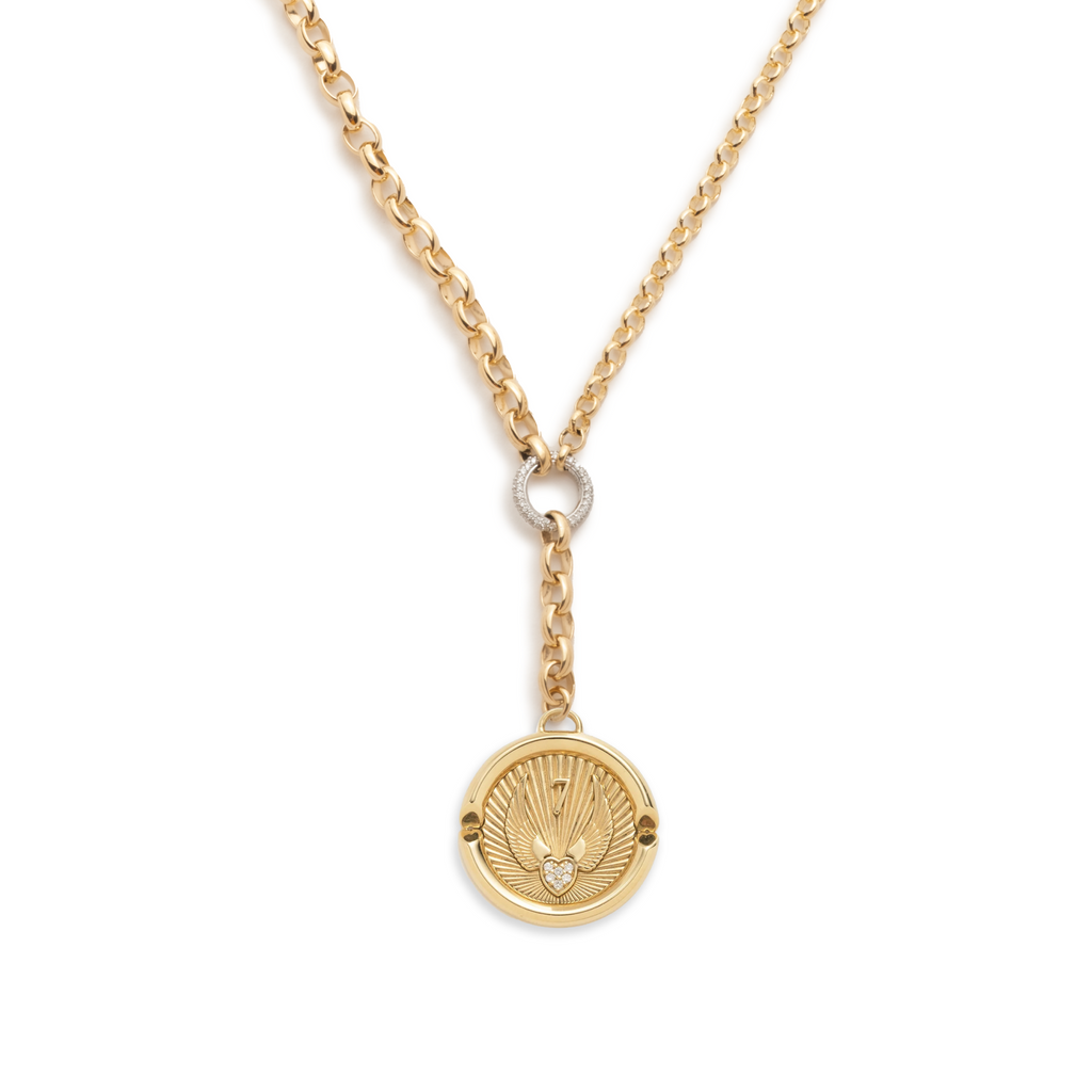 18K Yellow Gold Beloved, With Wings We Fly - Love & Vivacity : Heavy Mixed Belcher Extension Necklace – FoundRae view 3