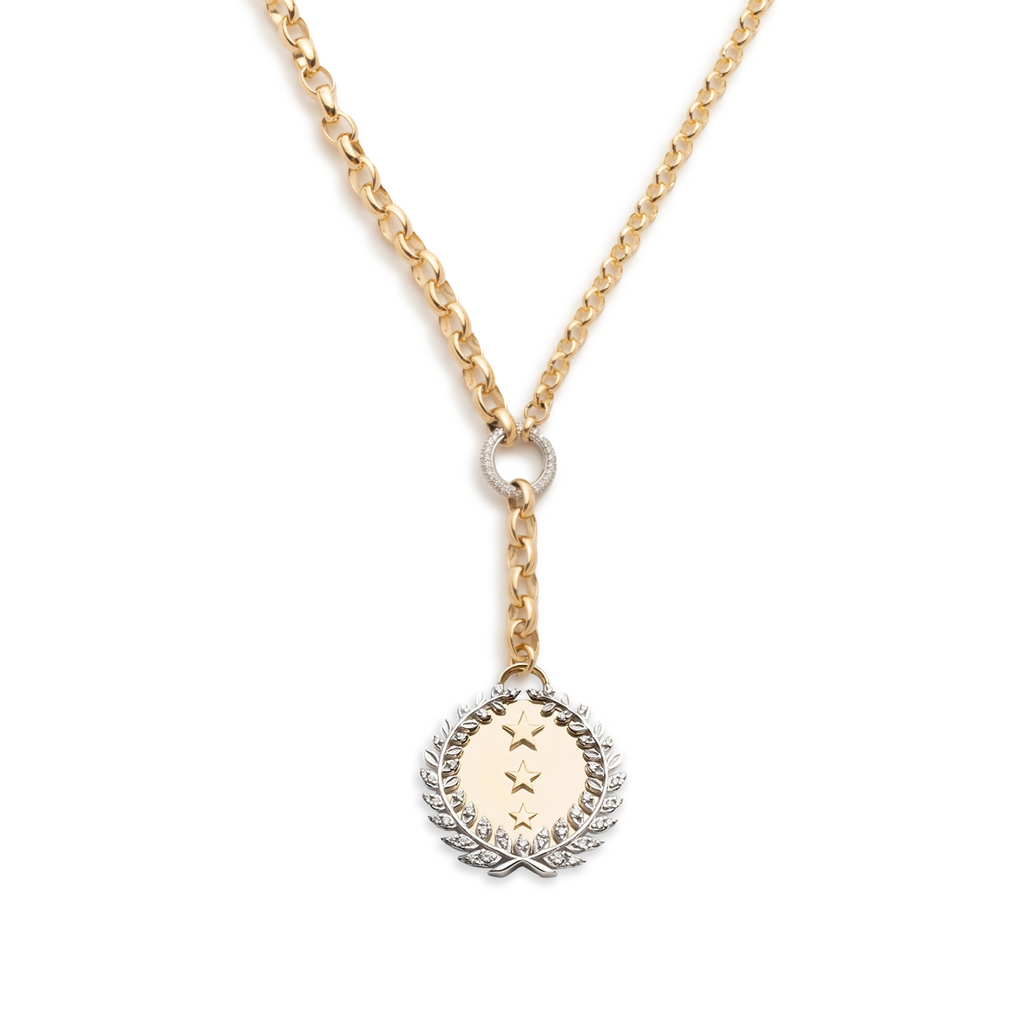 18K Mixed Gold Per Aspera Ad Astra - Dream : Heavy Mixed Belcher Extension Chain Necklace – FoundRae view 2