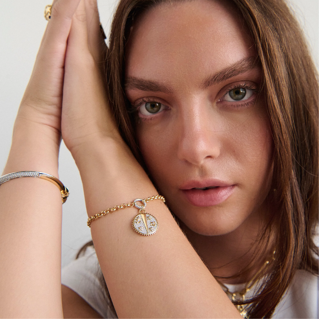 Resilience| Pavé Blossoms Medium Belcher Bracelet | Diamonds, Mixed Gold view 2