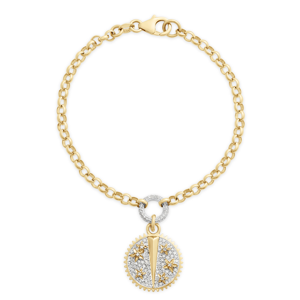 Resilience| Pavé Blossoms Medium Belcher Bracelet | Diamonds, Mixed Gold view 1
