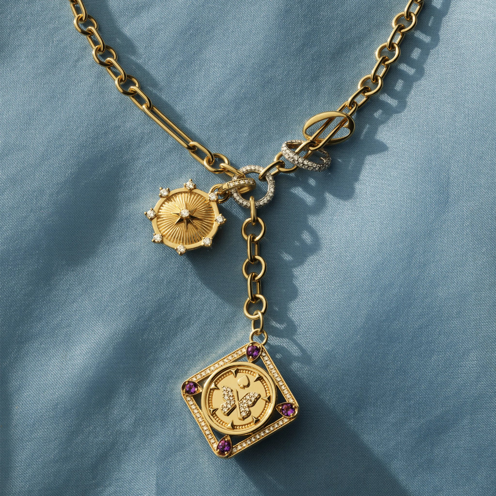 18K Yellow Gold Foundation | Inner Light Baby Medallion | Diamonds, 18K Yellow Gold – FoundRae view 4