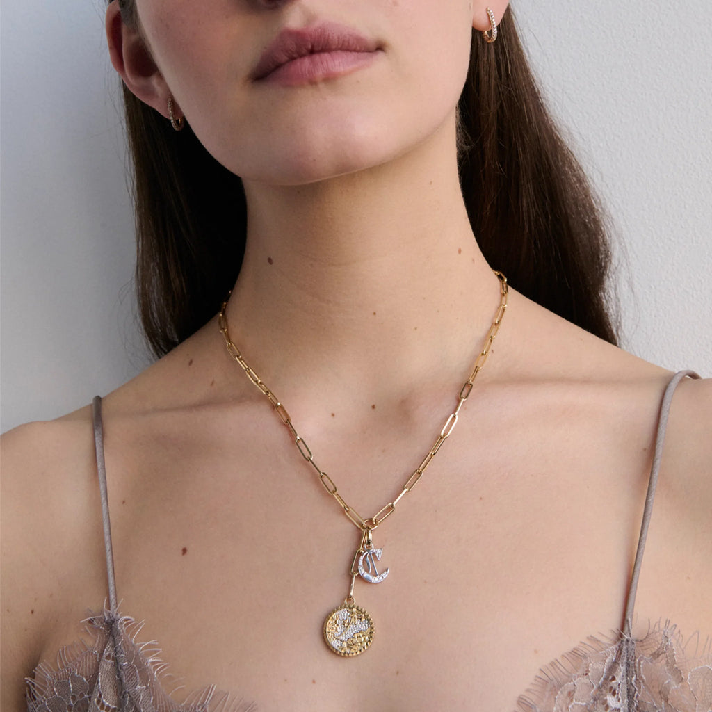 18K Yellow Gold Clip | Medium Clip Pavé Extension Chain | Diamonds, 18K Yellow Gold – FoundRae view 2