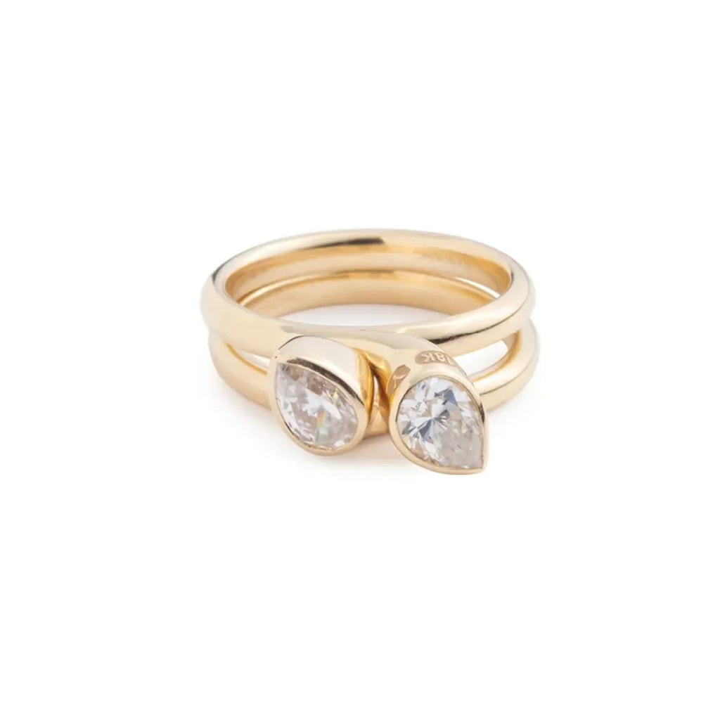 True Love | Forever & Always a Pair Bookend Ring Stack 2.5ct | Diamonds, 18K Yellow Gold view 1