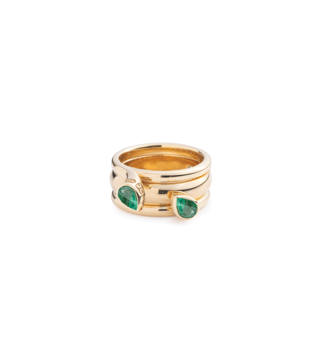 Forever & Always a Pair - Love : .5ct Emerald Bookend and Engravable Ring Stack view 1