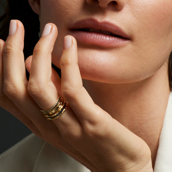 Infinite Gratitude | Semper Gratus Braided Wheat Band | Diamonds, Yellow Gold
