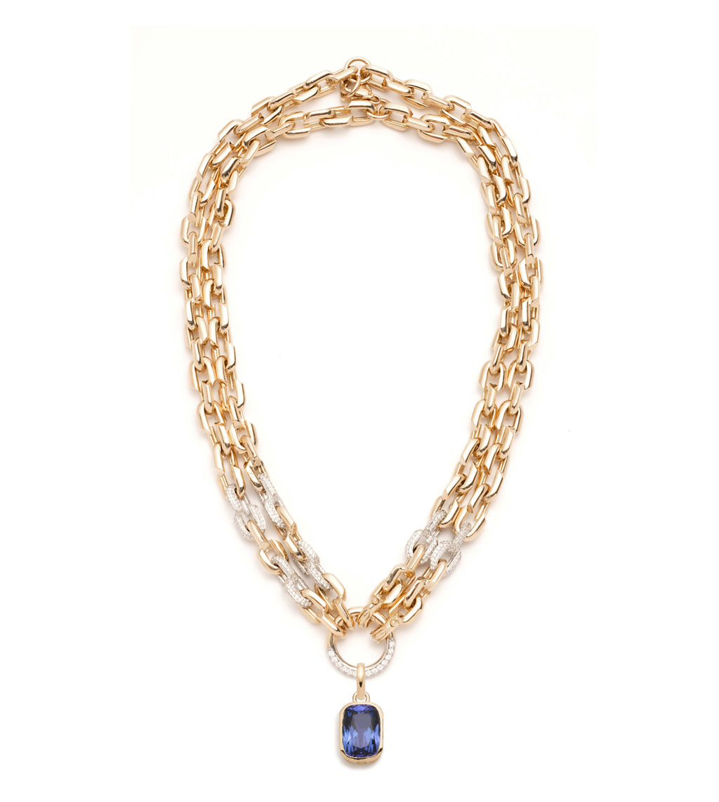 18K Yellow Gold Tanzanite : One-of-a-Kind Pave Diamond Strong Hearts Multi-Strand Necklace – FoundRae