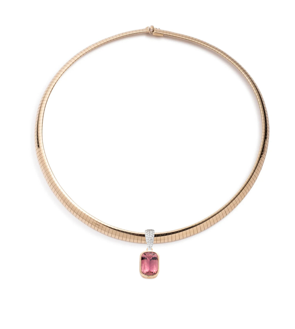 18K Yellow Gold 11.85 ct Pink Tourmaline : One-of-a-Kind Medium Sleek Collar Necklace – FoundRae