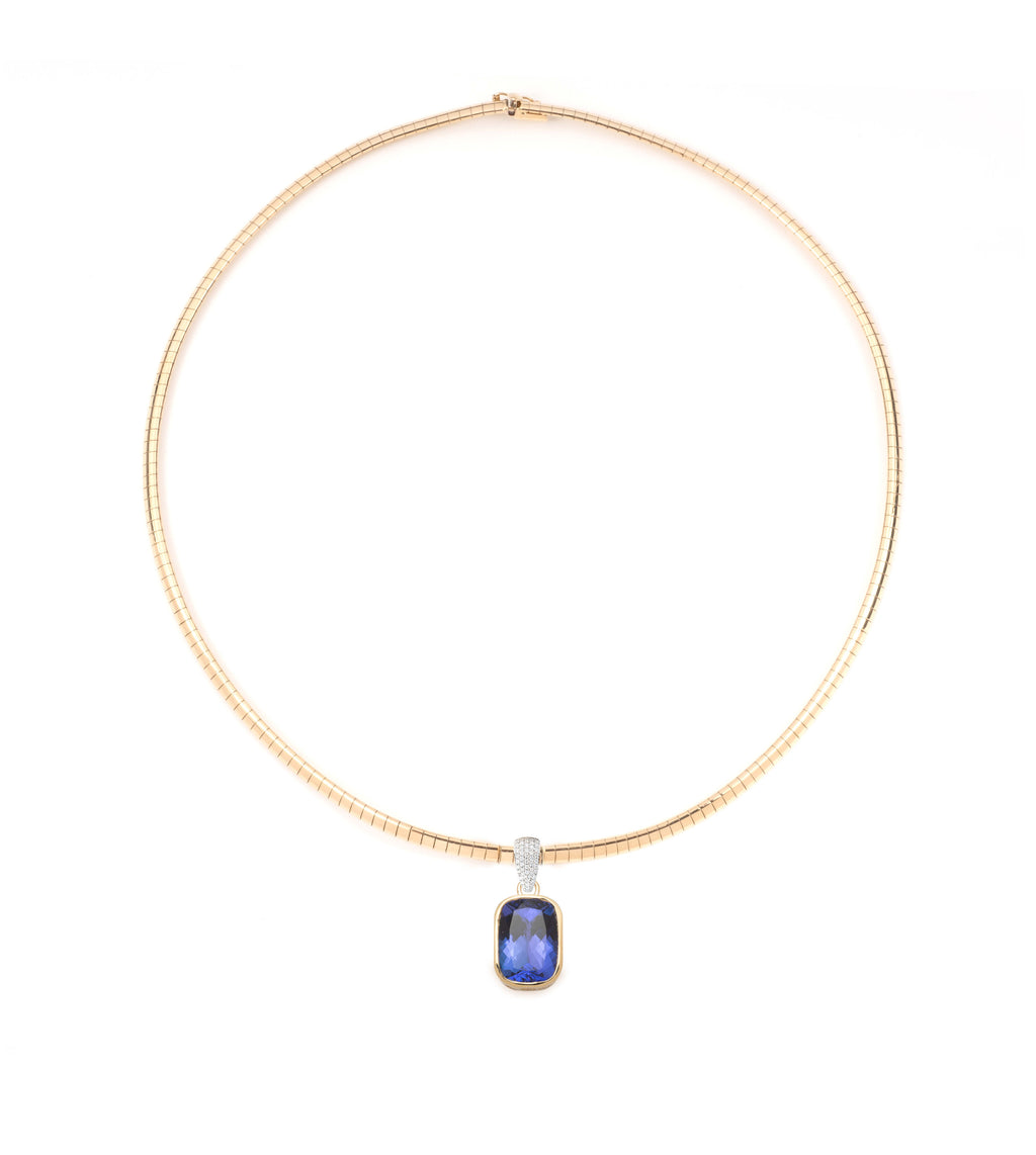 18K Yellow Gold 6.65 ct Tanzanite - Internal Compass : One-of-a-Kind Small Sleek Collar Necklace – FoundRae