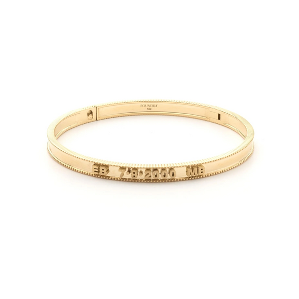 Personalized | Custom Coin Edge Bangle | Yellow Gold