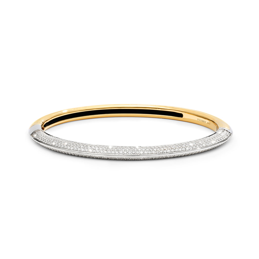 Strong Hearts | Diamond Pavé Strong Heart Bangle | Diamonds, Mixed Gold view 1