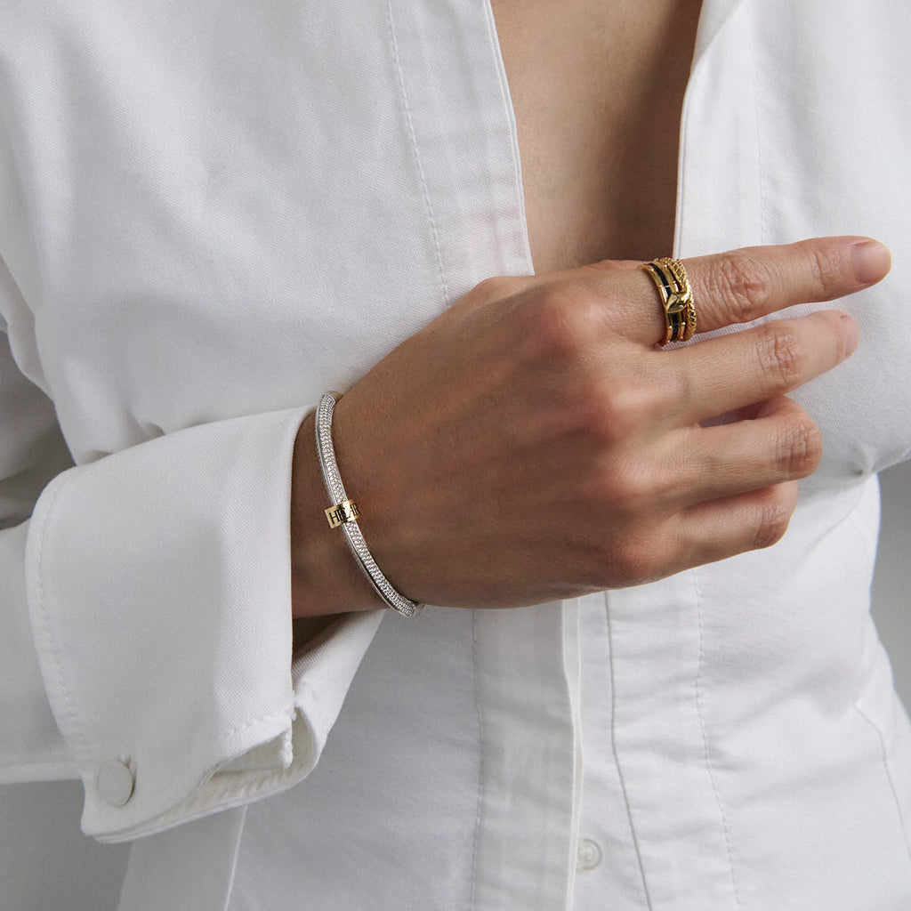 Strong Hearts | Diamond Pavé Strong Heart Bangle | Diamonds, Mixed Gold view 2