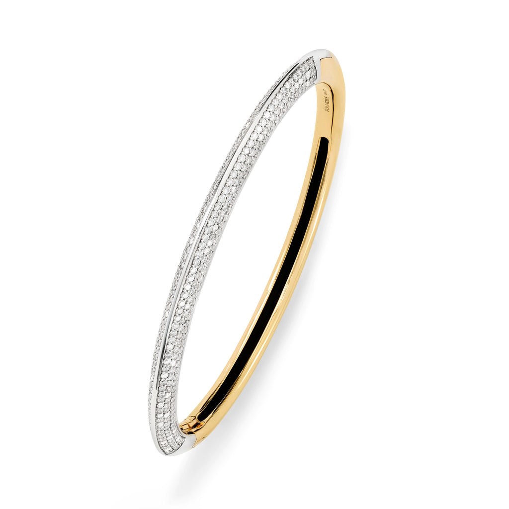 18K Mixed Gold Strong Hearts | Diamond Pavé Strong Heart Bangle | Diamonds, Mixed Gold – FoundRae view 3