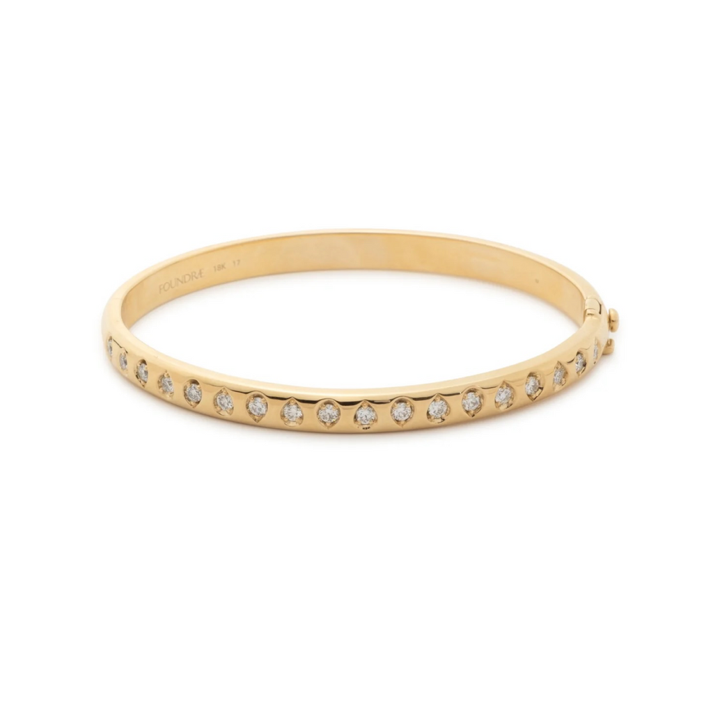 Forever & Always a Pair Bangle : in Yellow Gold with Pear Diamonds view 1