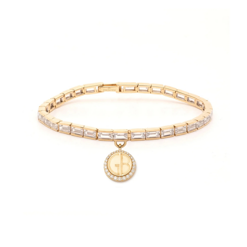 Engravable Baguette Diamond Bracelet : in Yellow Gold view 1