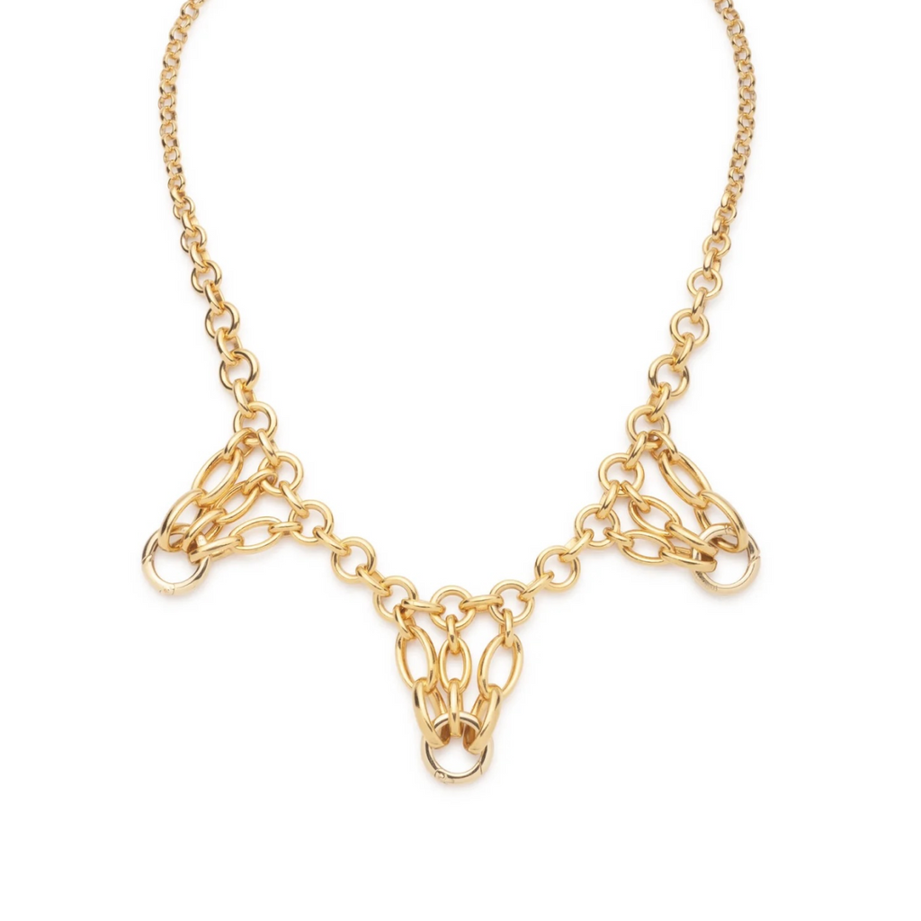 Lattice Bib Chain : in Yellow Gold view 1