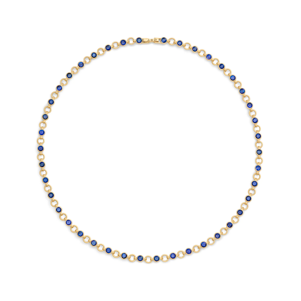 18K Yellow Gold Rivière | Rivière Link Necklace | Blue Sapphire, 18K Yellow Gold – FoundRae view 3