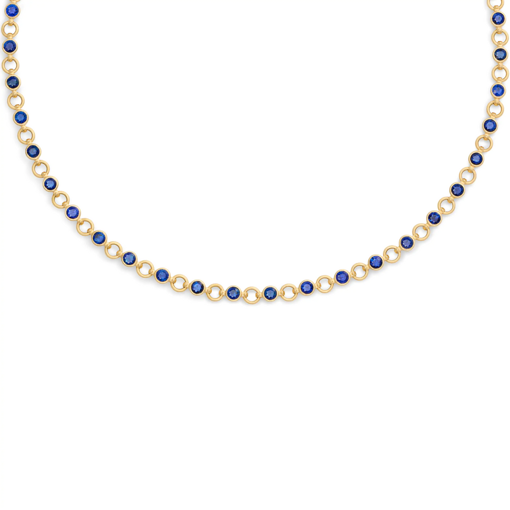 18K Yellow Gold Rivière | Rivière Link Necklace | Blue Sapphire, 18K Yellow Gold – FoundRae view 1