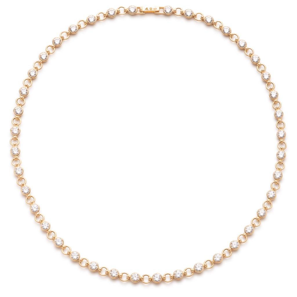 18K Yellow Gold Diamond Link Rivière Necklace : in Yellow Gold – FoundRae view 2
