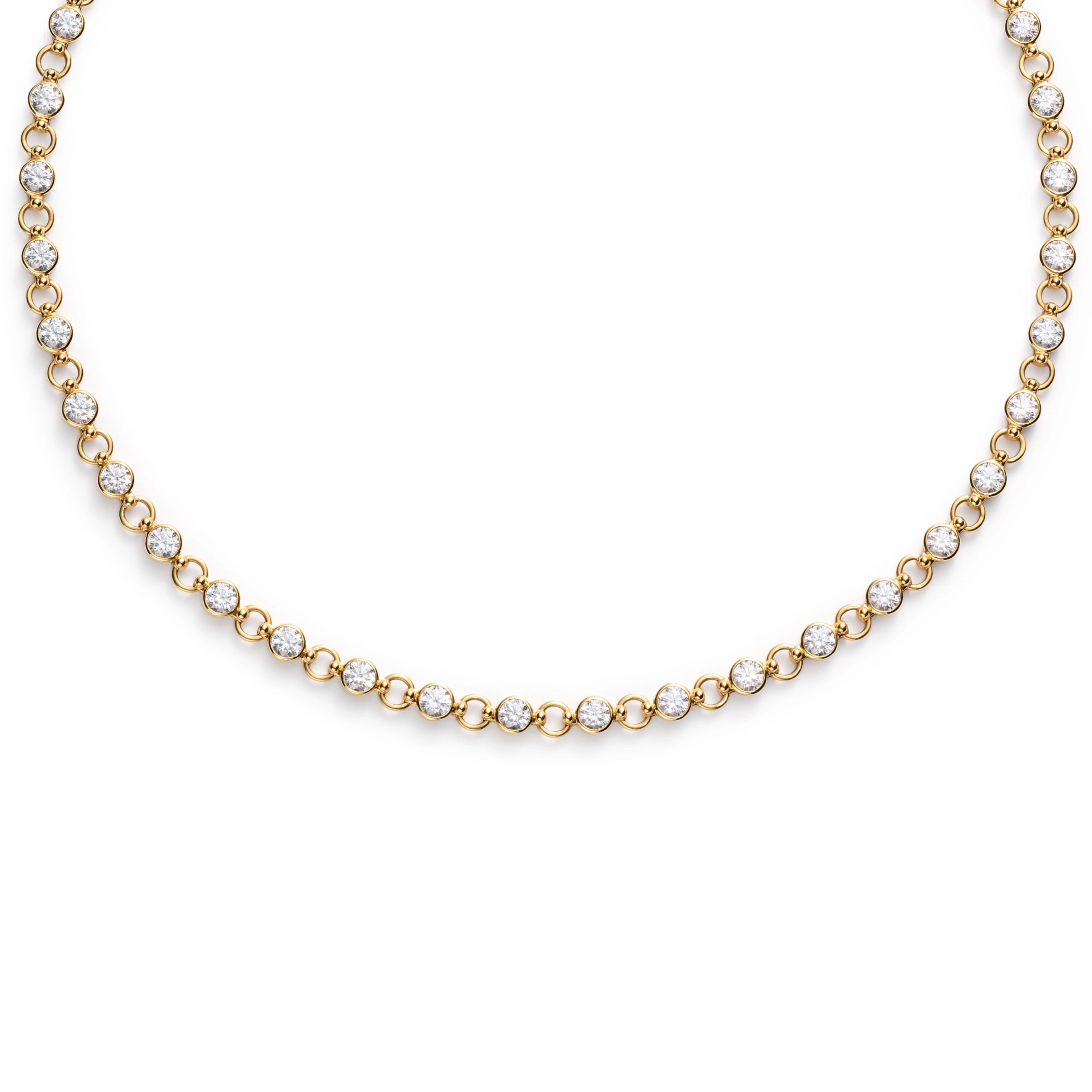 rivière | rivière link necklace | diamonds, yellow gold