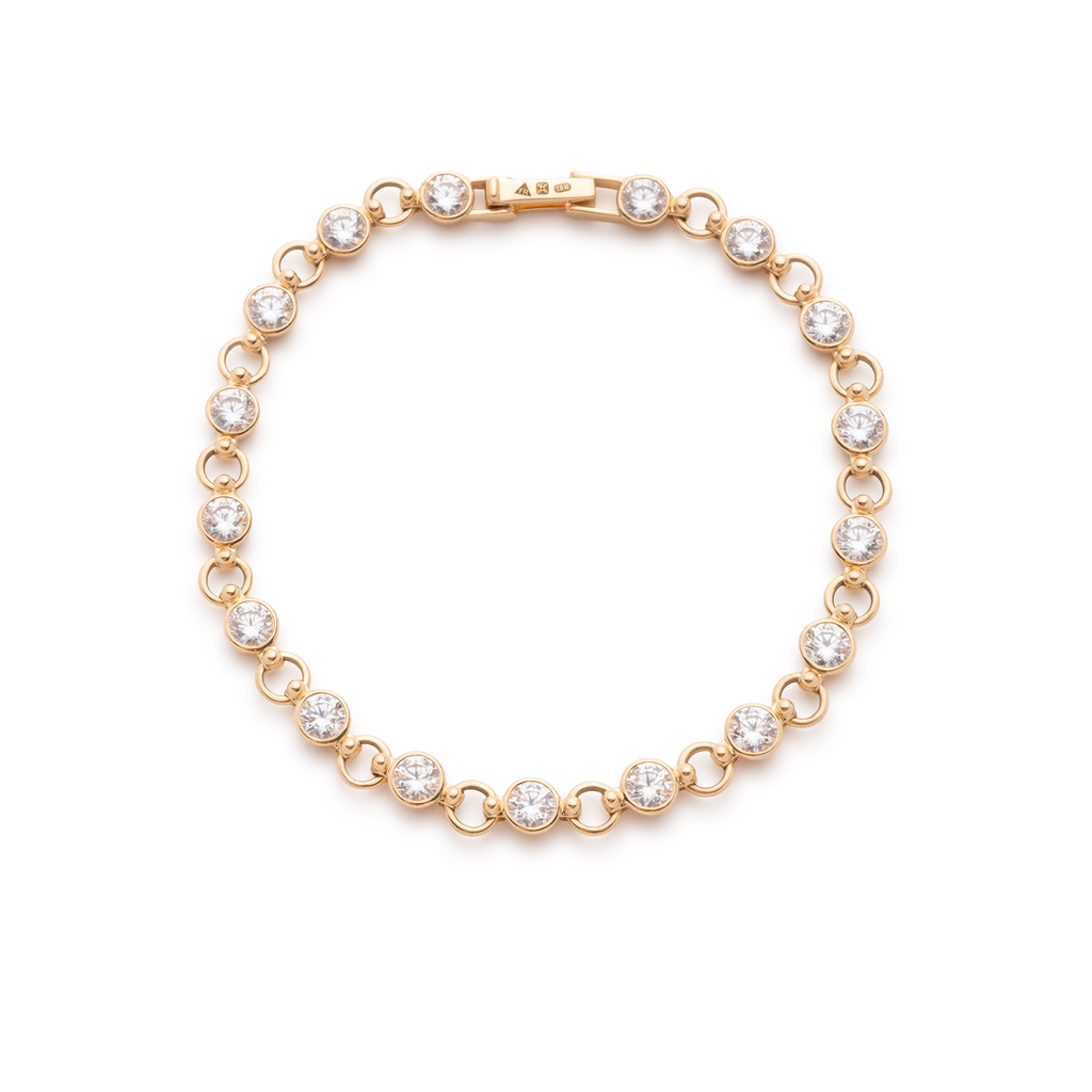 Diamond Link Rivière Bracelet : in Yellow Gold view 1
