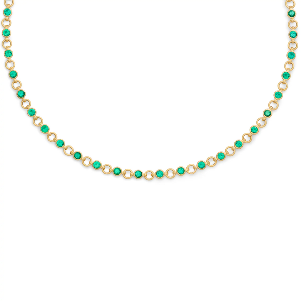 18K Yellow Gold Rivière | Rivière Link Necklace | Emerald, 18K Yellow Gold – FoundRae view 1