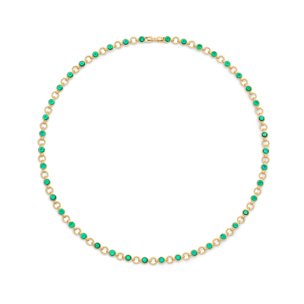 18K Yellow Gold Rivière | Rivière Link Necklace | Emerald, 18K Yellow Gold – FoundRae view 3