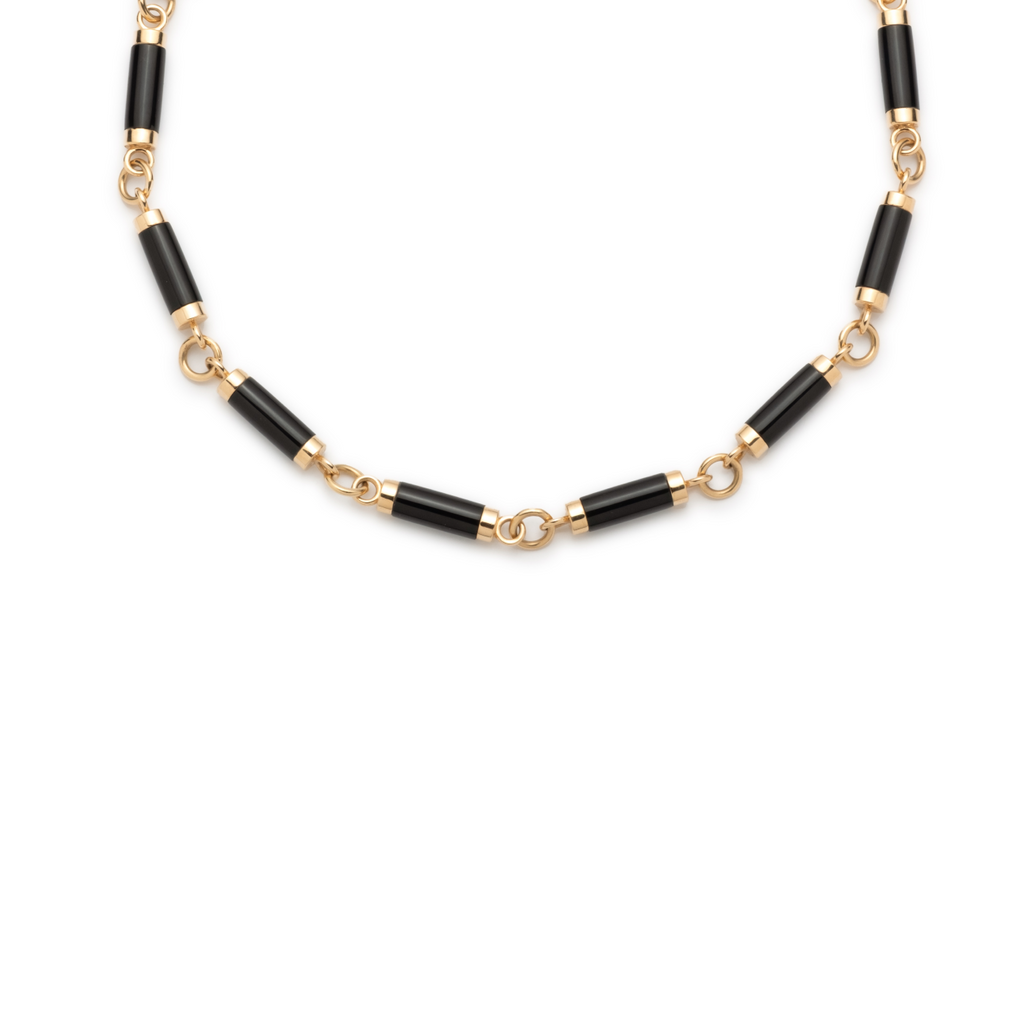 Oversized Onyx Stone Chain : in Yellow Gold view 1