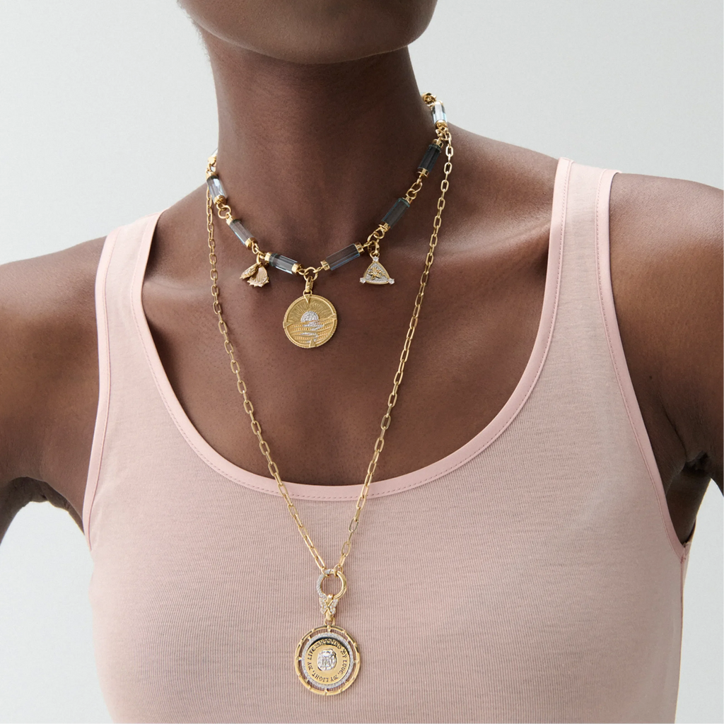 Element | Oversized Element Chain | Sky Blue Topaz, Yellow Gold view 2