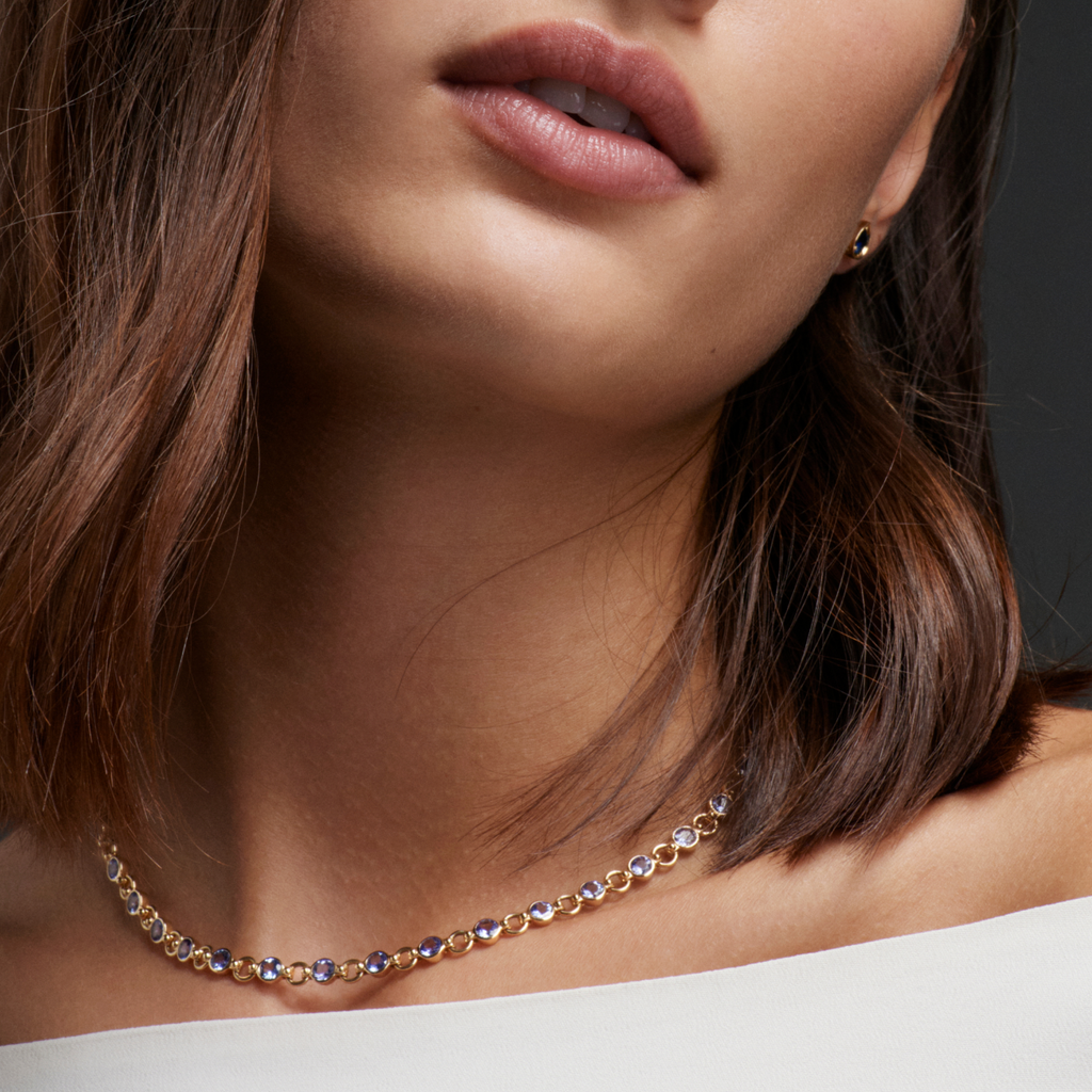 18K Yellow Gold Tanzanite Link Rivière Necklace : in Yellow Gold – FoundRae view 4