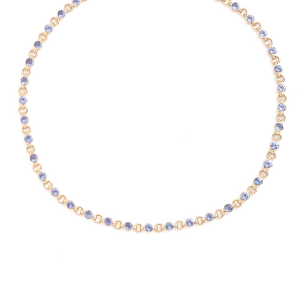 Tanzanite Link Rivière Necklace : in Yellow Gold