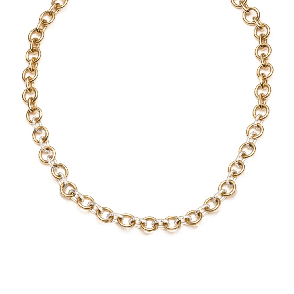 Midsized Mixed Link Diamond Pave Chain view 1