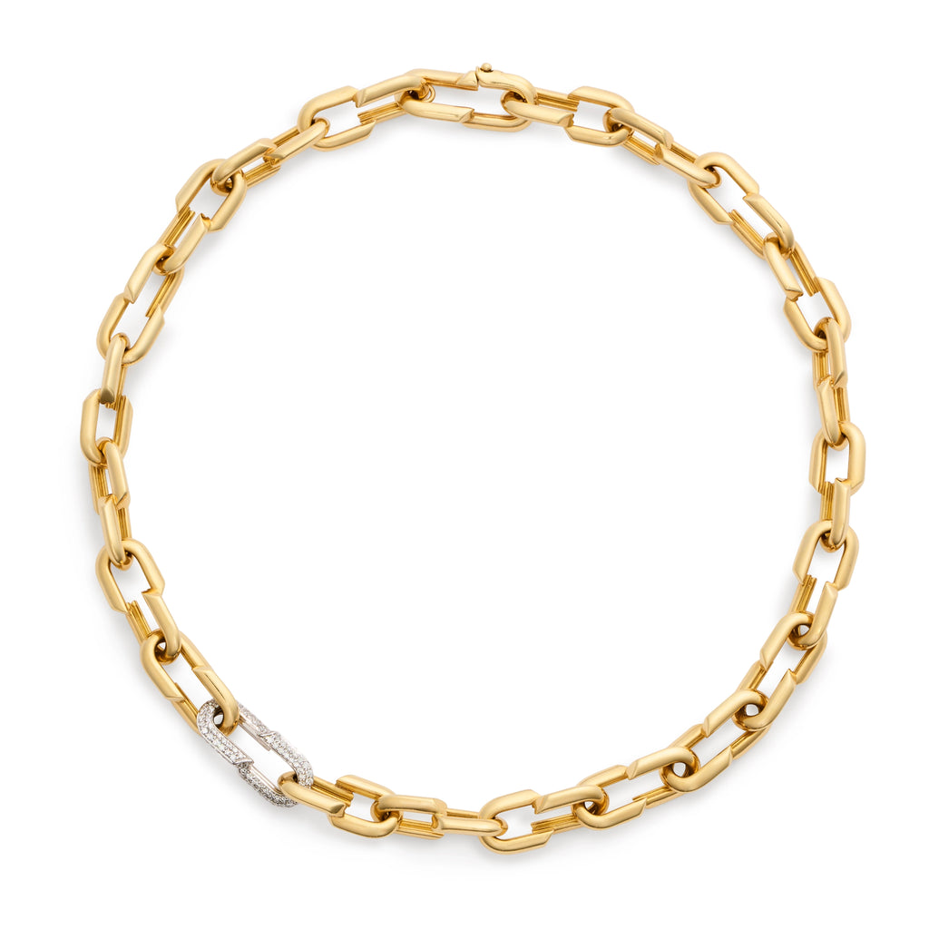 18K Yellow Gold Strong Hearts | Medium Love Link Chain with Pavé Link | Diamonds, Yellow Gold – FoundRae view 3