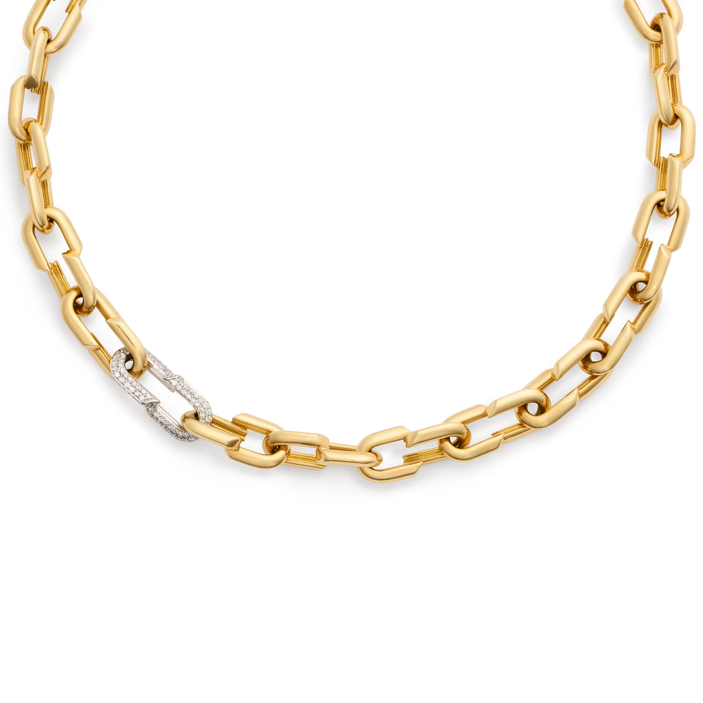 Strong Hearts | Medium Love Link Chain with Pavé Link | Diamonds, Yellow Gold view 1