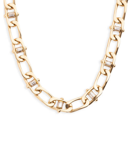 Diamond Pierced Curb Chain Necklace