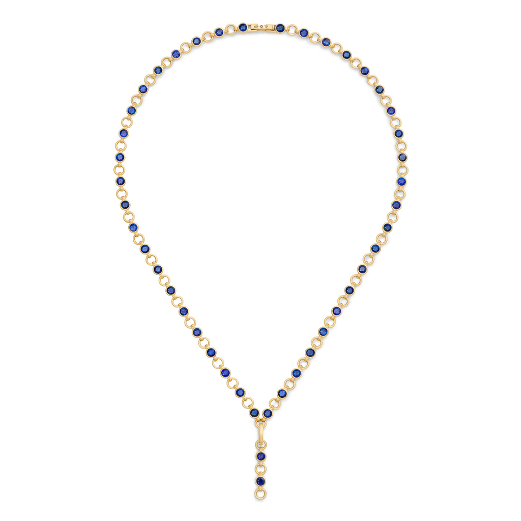 18K Yellow Gold Rivière | Rivière Link Extension Necklace | Blue Sapphire, 18K Yellow Gold – FoundRae view 3