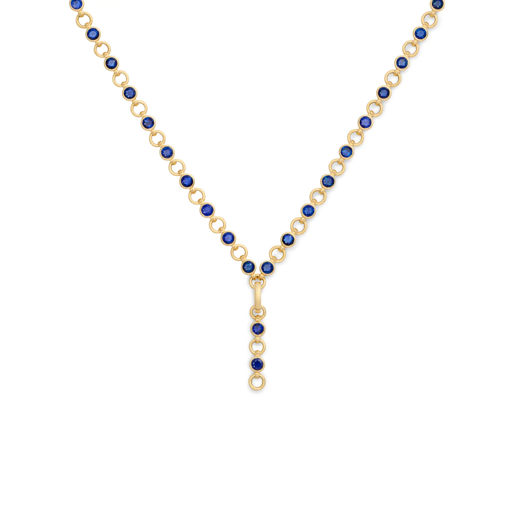 18K Yellow Gold Rivière | Rivière Link Extension Necklace | Blue Sapphire, 18K Yellow Gold – FoundRae view 1