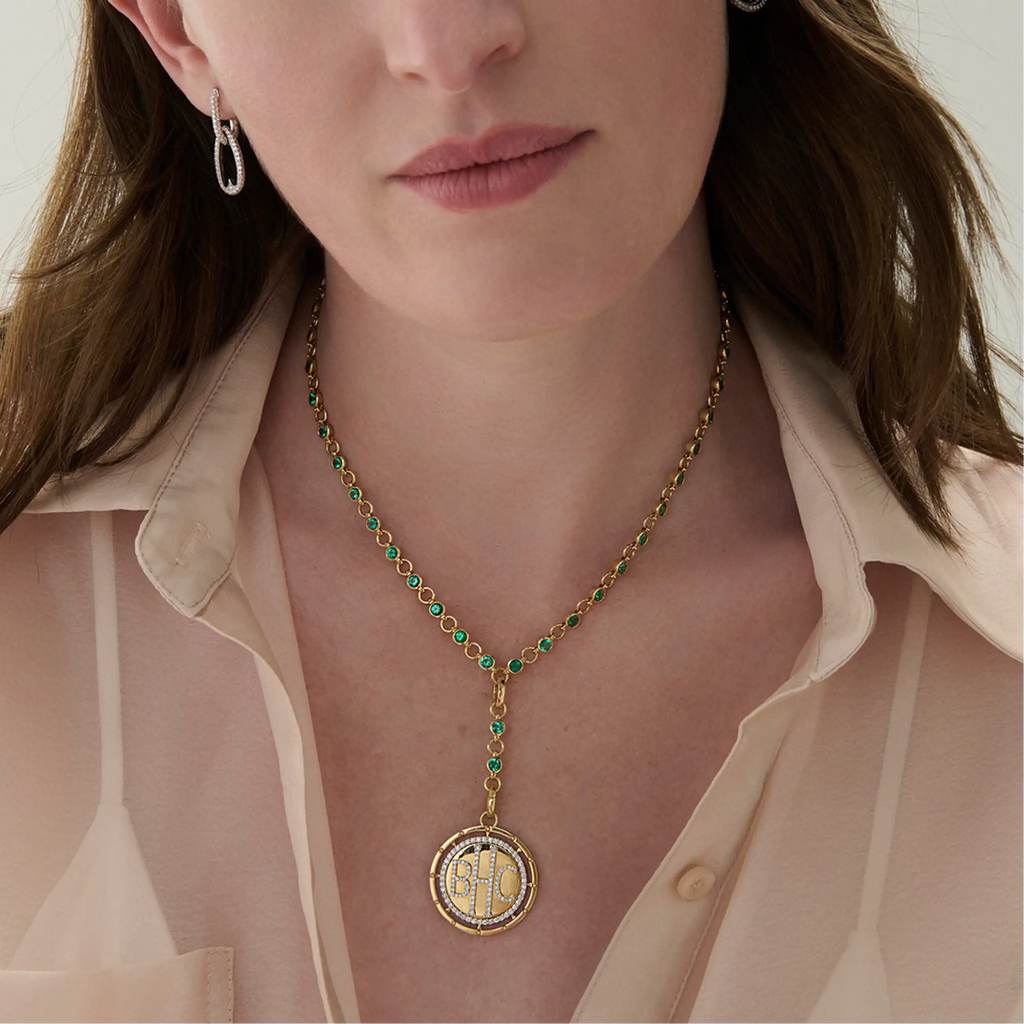 Rivière | Rivière Link Extension Necklace | Emerald, 18K Yellow Gold view 2