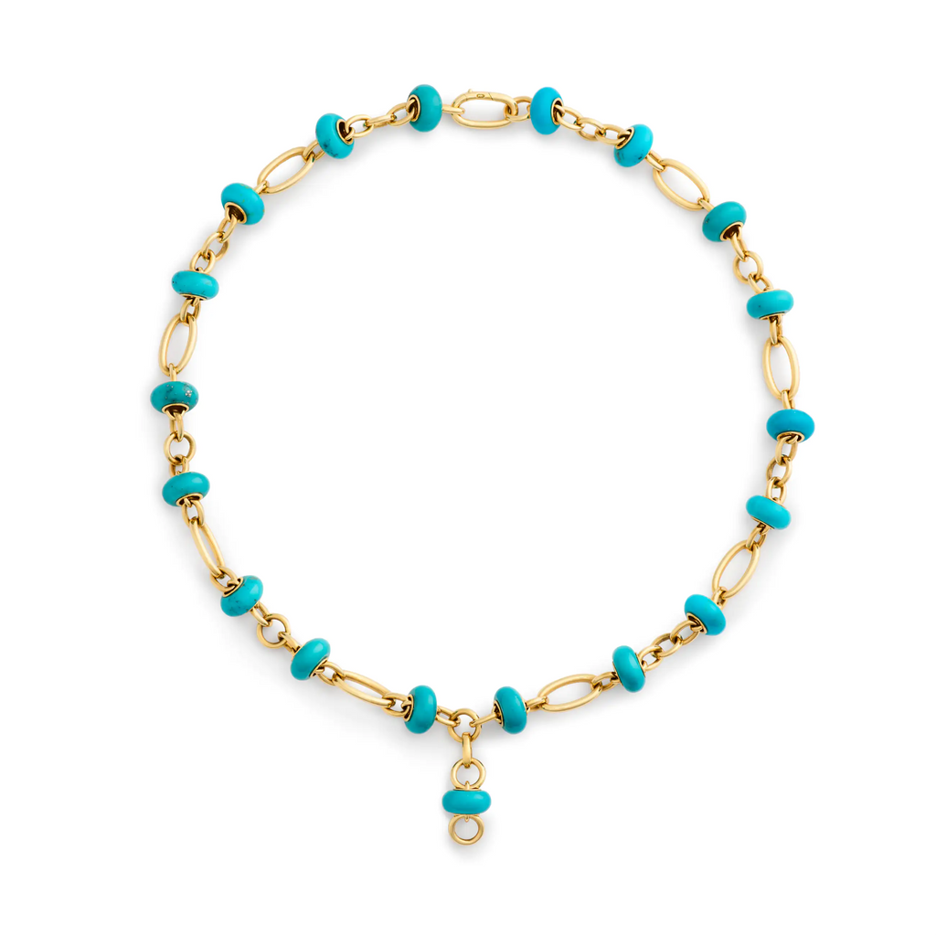 18K Yellow Gold Orbit | Orbit Stone Extension Chain | Turquoise, Yellow Gold – FoundRae view 3