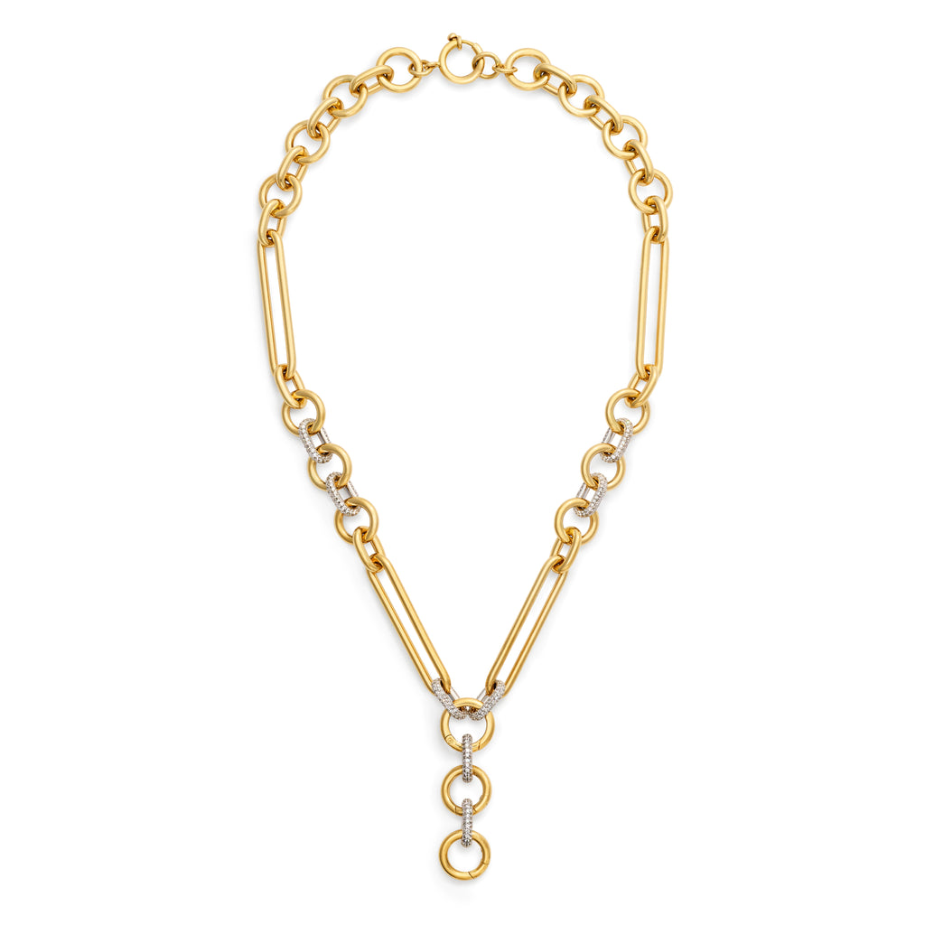 Mixed Clip | Oversized Mixed Clip Pavé Chain | Diamonds, 18K Yellow Gold view 2