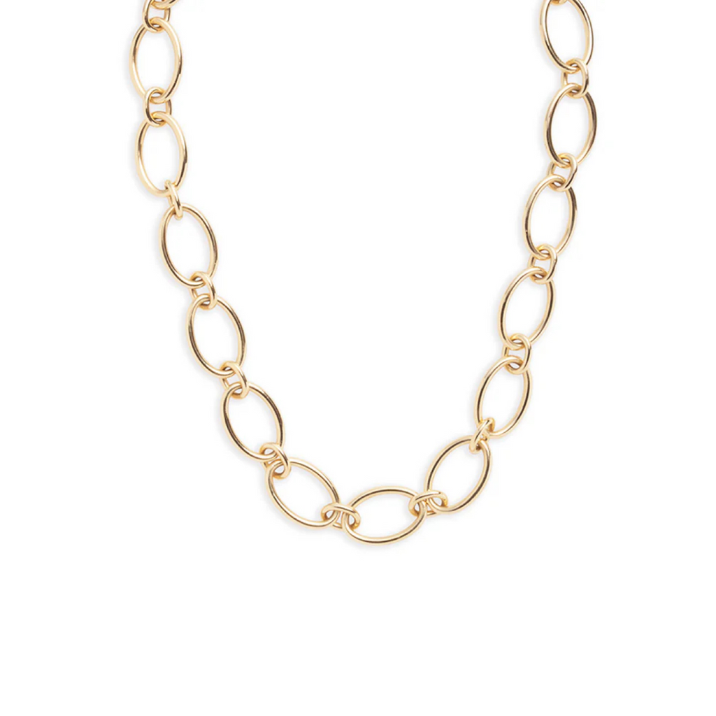 18K Yellow Gold Oval Link Chain Necklace – FoundRae view 1