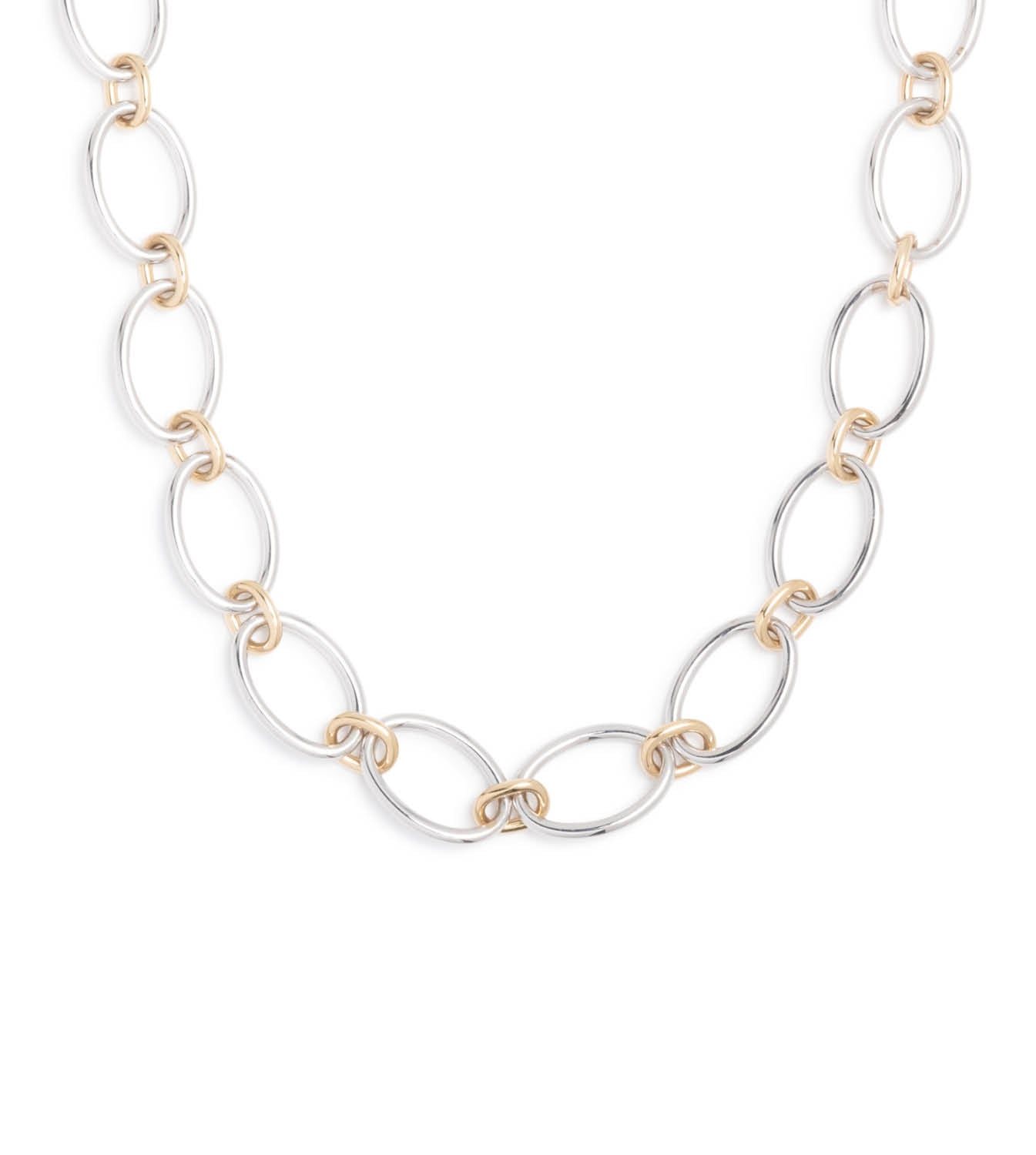 Oval Link Chain Necklace Mixed Gold