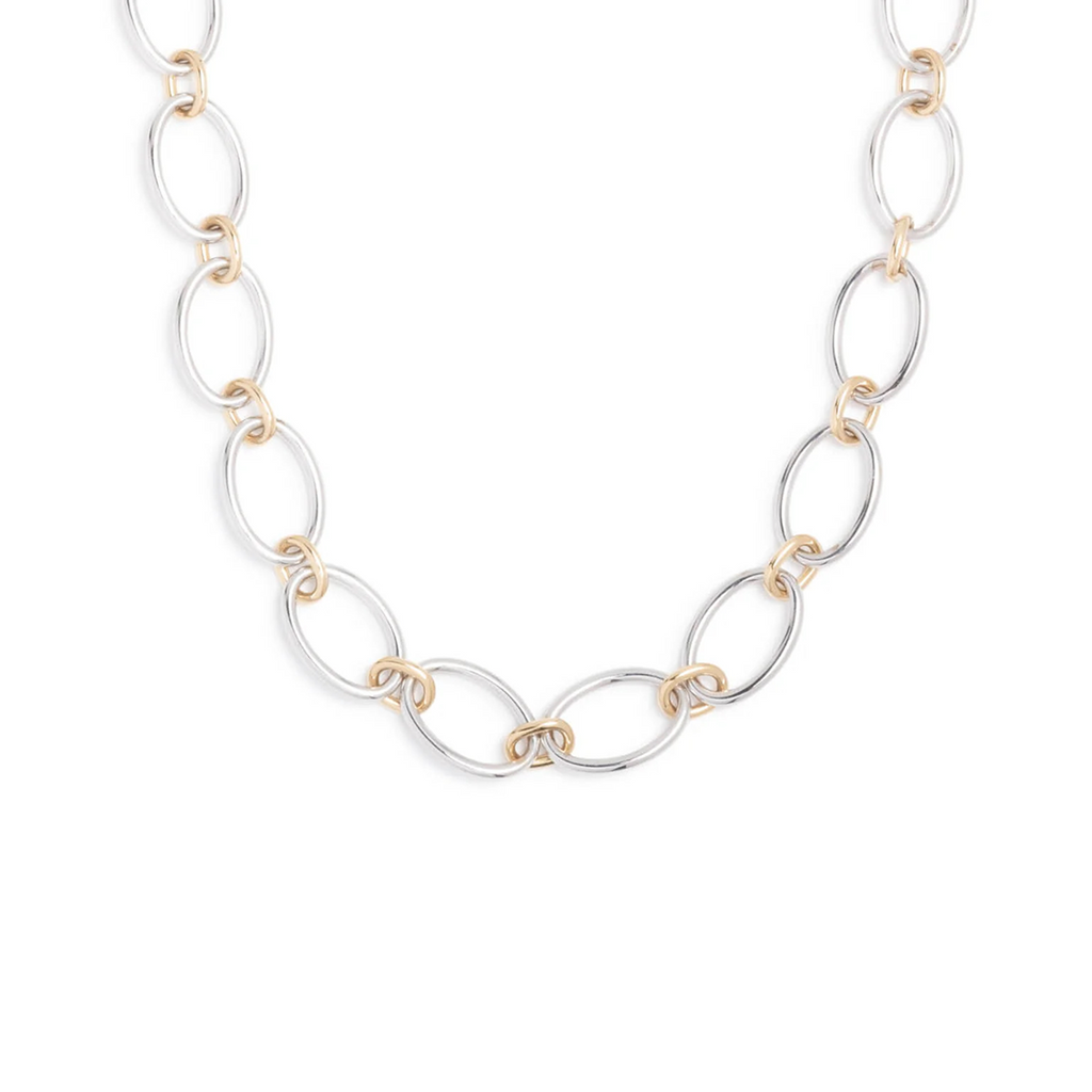 Oval Link Chain Necklace Mixed Gold view 1