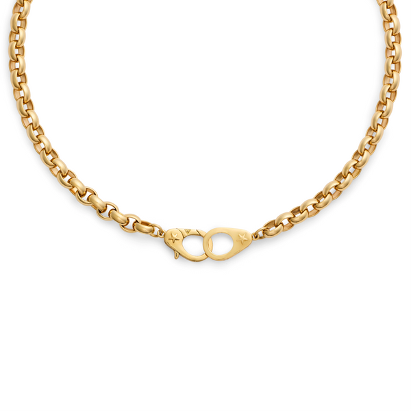 Belcher | Oversized Belcher Necklace with Sister Hooks | 18K Yellow Gold